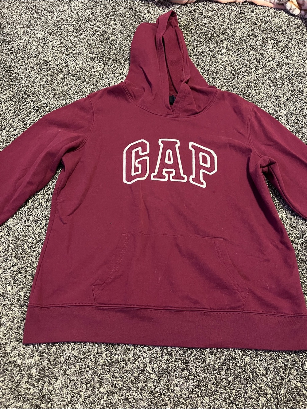 GAP Burgundy Pullover Hoodie with White Outlined Logo